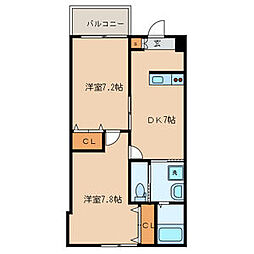 東京メトロ副都心線 氷川台駅 徒歩11分の賃貸マンション 1階2DKの間取り