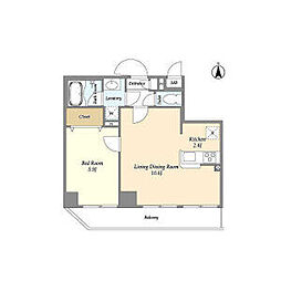 東京メトロ有楽町線 地下鉄赤塚駅 徒歩8分の賃貸マンション 5階1LDKの間取り