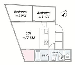 東京メトロ丸ノ内線 新大塚駅 徒歩7分の賃貸マンション 5階2LDKの間取り