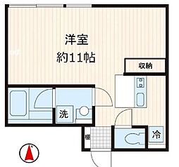西武池袋線 椎名町駅 徒歩6分の賃貸マンション 2階ワンルームの間取り