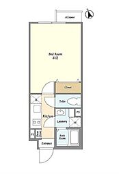 グランカーサ田端 4階1Kの間取り