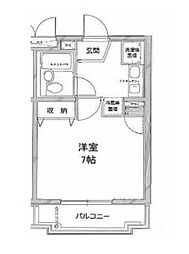 西武池袋線 練馬駅 徒歩13分の賃貸マンション 2階1Kの間取り