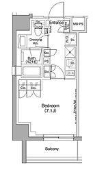 ザ・パークハビオ駒込 5階1Kの間取り