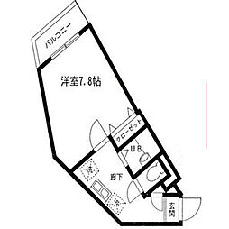 都営三田線 新板橋駅 徒歩13分の賃貸マンション 2階1Kの間取り