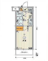 西武池袋線 中村橋駅 徒歩6分の賃貸マンション 2階1Kの間取り