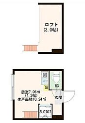 ハーモニーテラス池袋 2階ワンルームの間取り