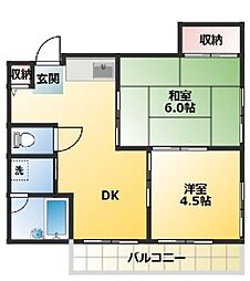 都営三田線 西巣鴨駅 徒歩7分の賃貸マンション 2階2DKの間取り