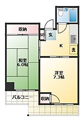 JR山手線 駒込駅 徒歩8分の賃貸マンション 1階2Kの間取り