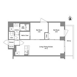 東武東上線 上板橋駅 徒歩13分の賃貸マンション 7階2LDKの間取り