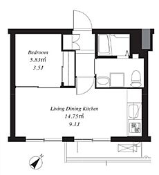 JR山手線 田端駅 徒歩7分の賃貸マンション 2階1LDKの間取り