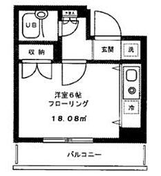 東京メトロ有楽町線 氷川台駅 徒歩6分の賃貸マンション 1階1Kの間取り