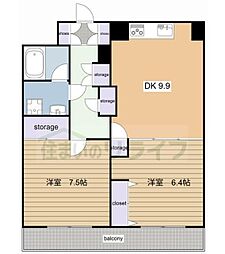都営大江戸線 光が丘駅 徒歩11分の賃貸マンション 1階2LDKの間取り