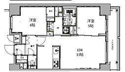 東京メトロ南北線 王子神谷駅 徒歩6分の賃貸マンション 11階2LDKの間取り