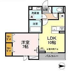 都営大江戸線 練馬春日町駅 徒歩8分の賃貸アパート 2階1LDKの間取り