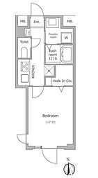 東武東上線 北池袋駅 徒歩3分の賃貸マンション 4階1Kの間取り