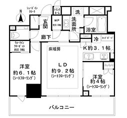 ブリリアタワー池袋West 2LDKの間取図画像
