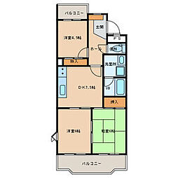 サンシェールヒルズ 3DKの間取図画像