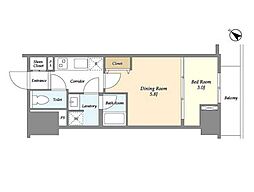 COMFORIA要町 1Kの間取図画像