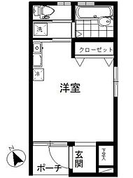 サンク2 ワンルームの間取図画像