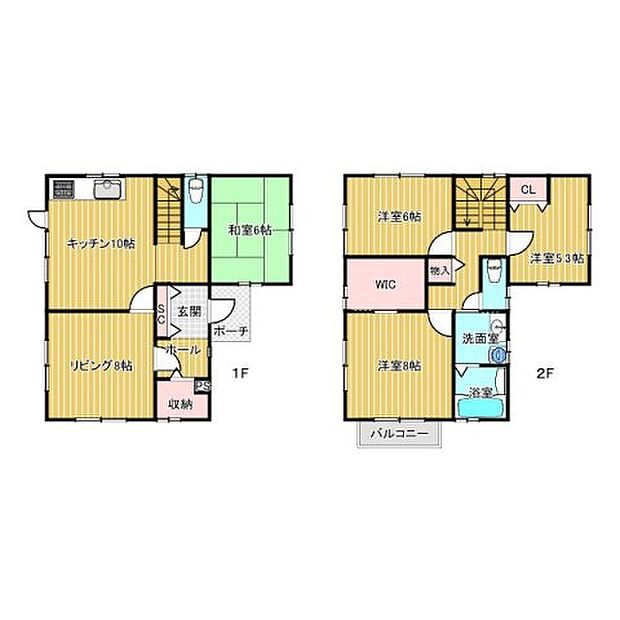 建物面積は33.06坪。間取は4LDKです。洋室の多い間取りとなっております。部屋数が多いのでファミリーにおすすめな物件となっています。ご家族やご親戚、友人知人を招いてもゆったり過ごせます。