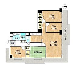 芦花公園スカイハイツ 4LDKの間取り