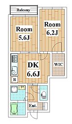 コートリモーネ 2DKの間取図画像