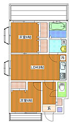 g・カレント 2DKの間取図画像