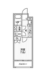 オーキッドレジデンス東日本橋 4階1Kの間取り