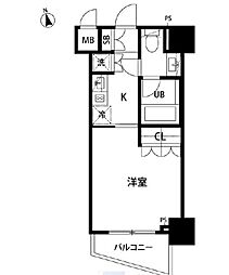 セントラル銀座 9階1Kの間取り
