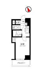 スカイコート芝壱番館 6階1Kの間取り