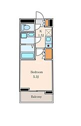 プロポンス麻布 10階1Kの間取り