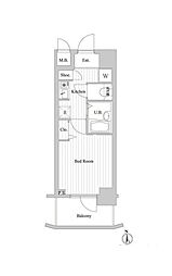 サンテミリオン東麻布 7階1Kの間取り