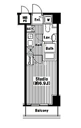 グランド・ガーラ芝公園 12階1Kの間取り