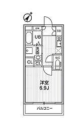 コスモリード人形町 4階1Kの間取り