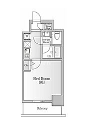 NTPRレジデンス芝浦三丁目 8階1Kの間取り