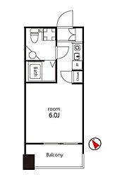クレジデンス神谷町 ワンルームの間取図画像