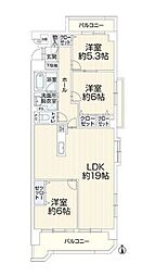 スカイハイツ五条 3LDKの間取図画像