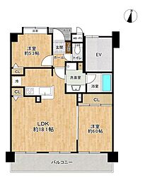 ダイアパレスレイクビュー井尻 2LDKの間取図画像