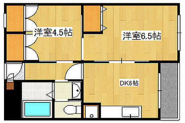兵庫県神戸市灘区灘北通6丁目(賃貸マンション2DK・4階・43.00㎡)の写真 その2