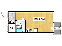 JR東海道・山陽本線 六甲道駅 徒歩2分の賃貸マンション 3階ワンルームの間取り