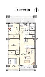上社北住宅1号棟 3LDKの間取図画像