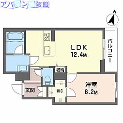 シャーメゾン笹和 1LDKの間取図画像