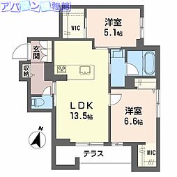 シャーメゾン笹和 2LDKの間取図画像