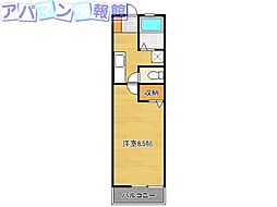 ハイツ下所 1Kの間取図画像