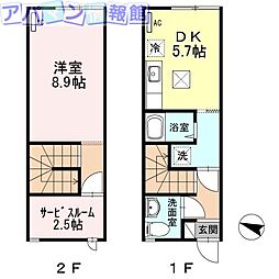 メゾネットみなみE 1SDKの間取図画像