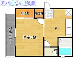 スカイパレス 1Kの間取図画像