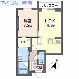AZUR米山 1LDKの間取図画像