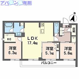 AZUR米山 3LDKの間取図画像