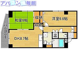 エクセリア駅南 2DKの間取図画像