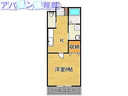 ウェルストーン 1Kの間取図画像